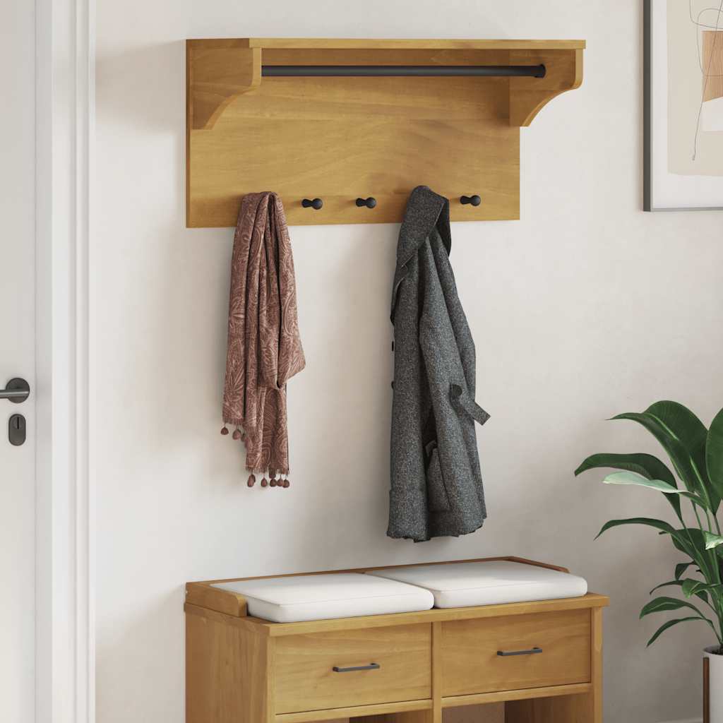 Επίτοιχη κρεμάστρα παλτών SANDNES 87x30x42 εκ. Πεύκο μασίφ ξύλο - Pakobazaar