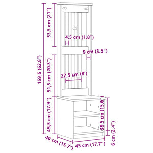 Δέντρο χωλ SANDNES Λευκό 45x40x159,5 εκ. Πεύκο μασίφ ξύλο