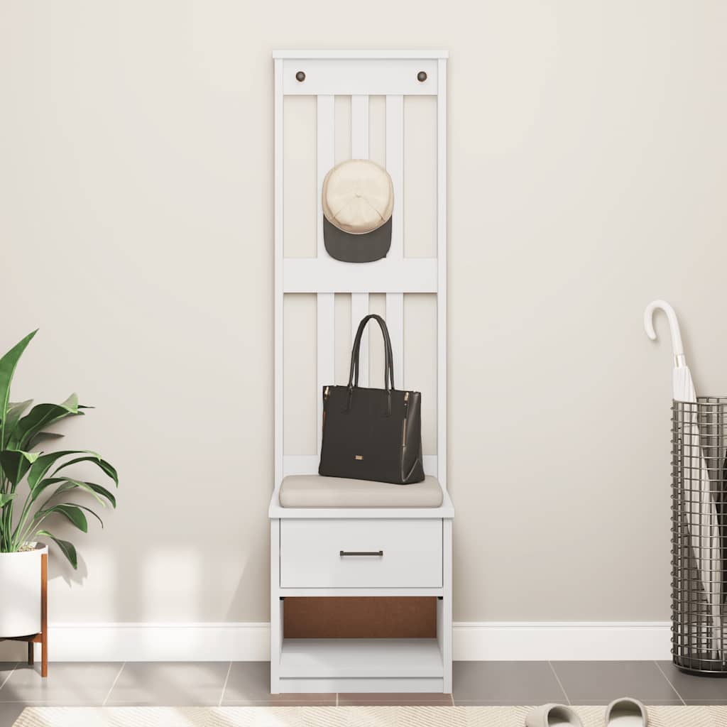 Δέντρο χωλ SANDNES Λευκό 45x40x159,5 εκ. Πεύκο μασίφ ξύλο