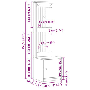 Δέντρο χωλ SANDNES Λευκό 45x40x159,5 εκ. Πεύκο μασίφ ξύλο
