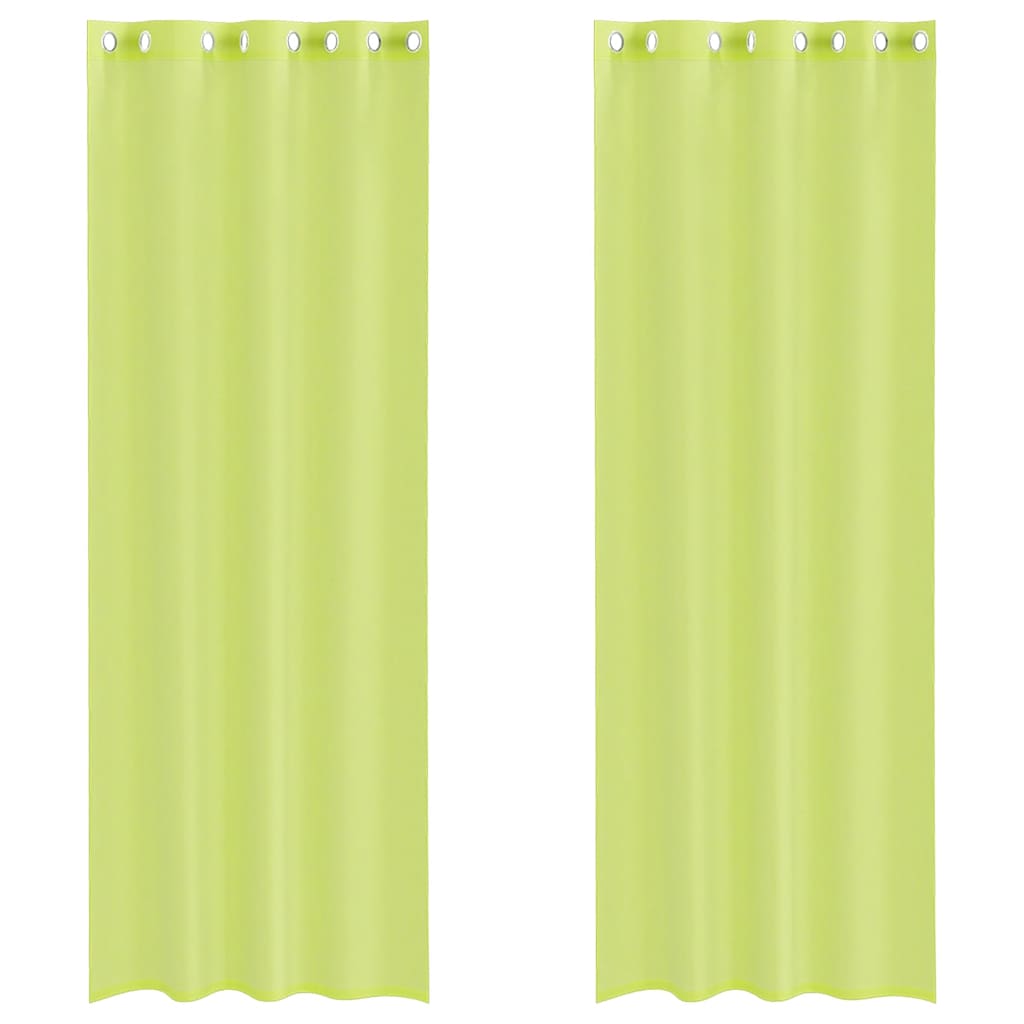Κουρτίνες Voile με ροδέλες 2 τεμάχια Πράσινο Μήλο 140x300 εκ.