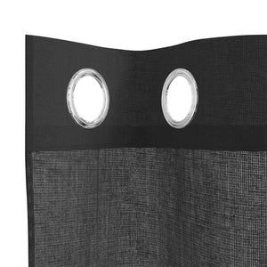 Κουρτίνες Voile με ροδέλες 2 τεμάχια Μαύρο 140x175 εκ.