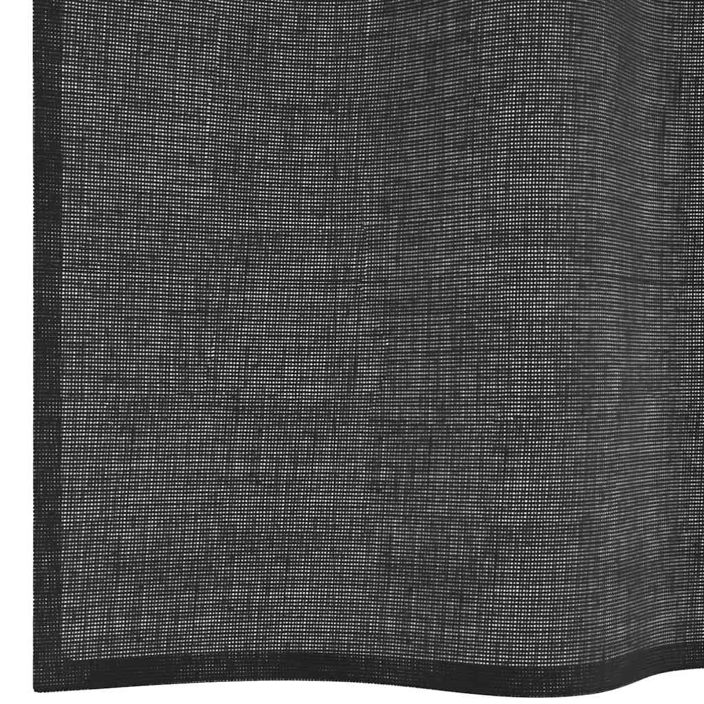 Κουρτίνες Voile με ροδέλες 2 τεμάχια Μαύρο 140x175 εκ.
