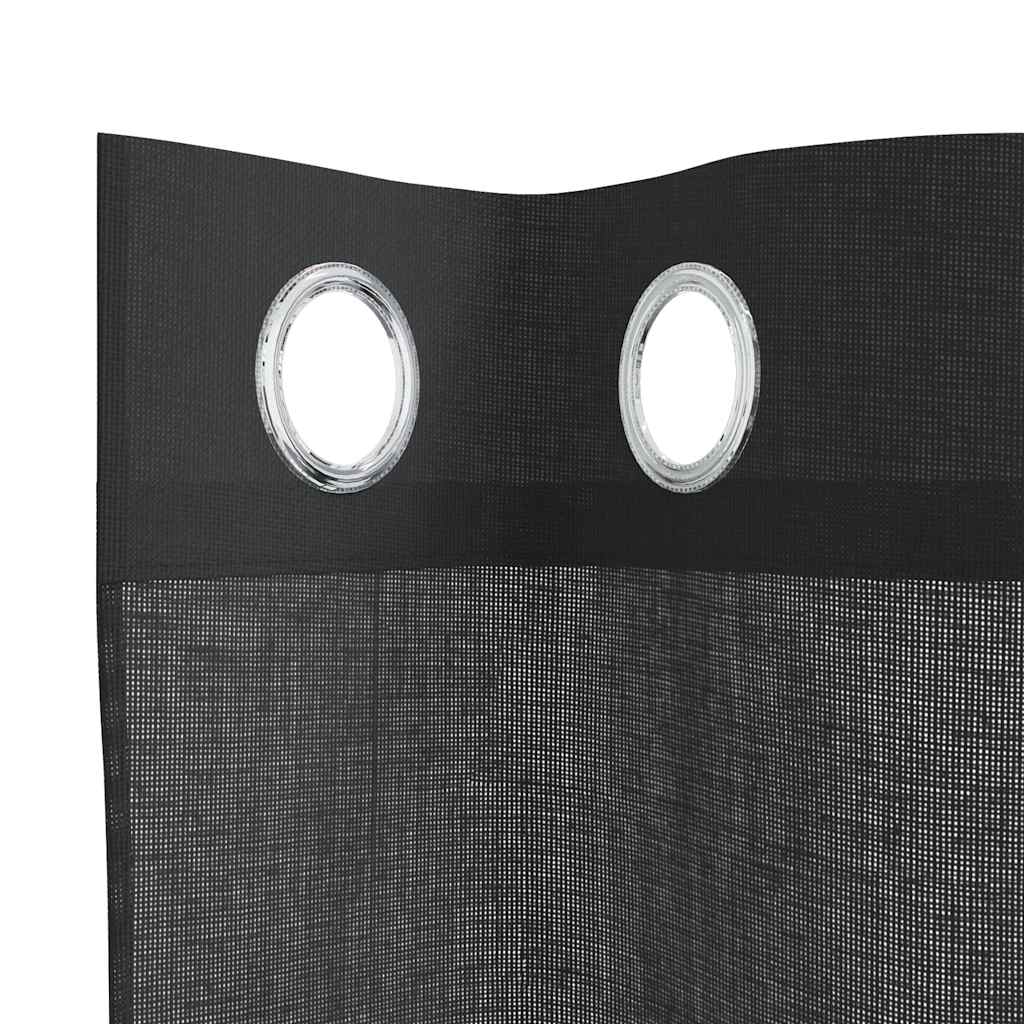 Κουρτίνες Voile με ροδέλες 2 τεμάχια Μαύρο 140x245 εκ.