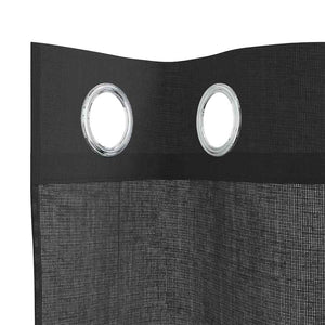 Κουρτίνες Voile με ροδέλες 2 τεμάχια Μαύρο 140x245 εκ.