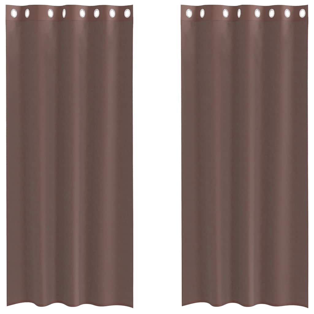 Κουρτίνες Voile με ροδέλες 2 τεμάχια Καφέ 140x225 εκ.