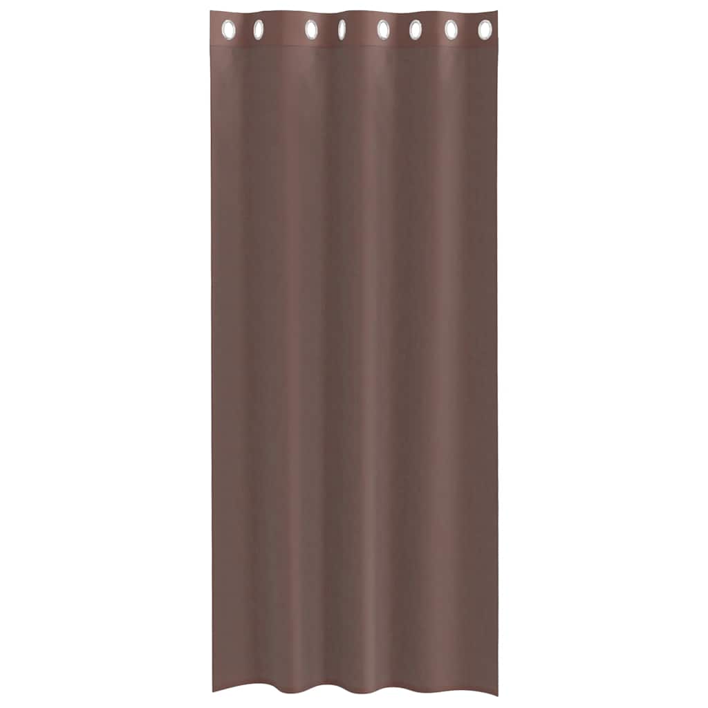 Κουρτίνες Voile με ροδέλες 2 τεμάχια Καφέ 140x225 εκ.