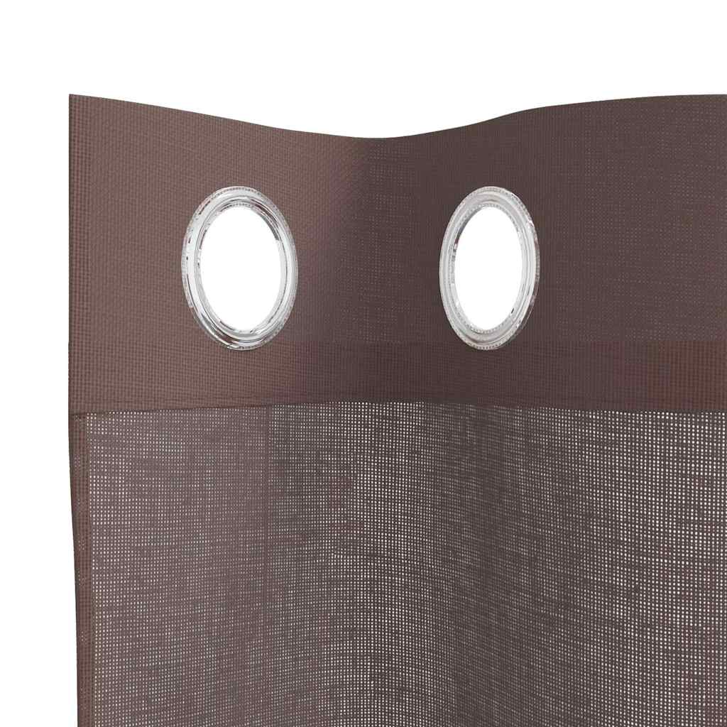Κουρτίνες Voile με ροδέλες 2 τεμάχια Καφέ 140x225 εκ.