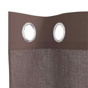 Κουρτίνες Voile με ροδέλες 2 τεμάχια Καφέ 140x260 εκ. - Pakobazaar