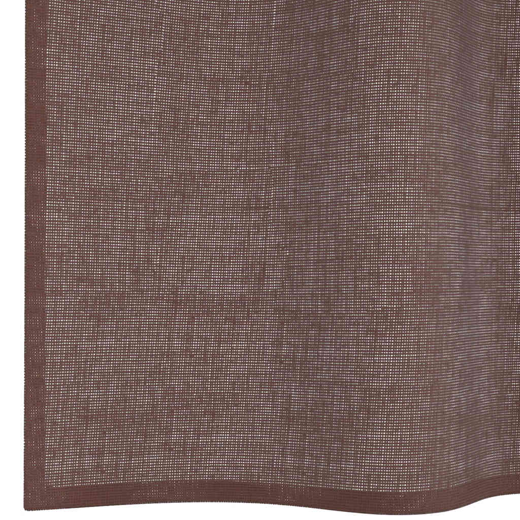 Κουρτίνες Voile με ροδέλες 2 τεμάχια Καφέ 140x260 εκ. - Pakobazaar