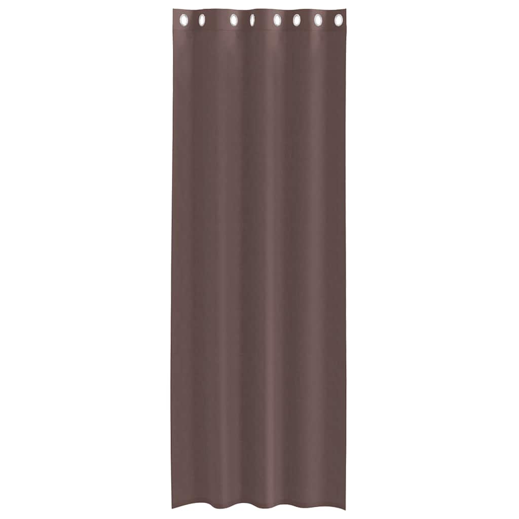 Κουρτίνες Voile με ροδέλες 2 τεμάχια Καφέ 140x300 εκ.