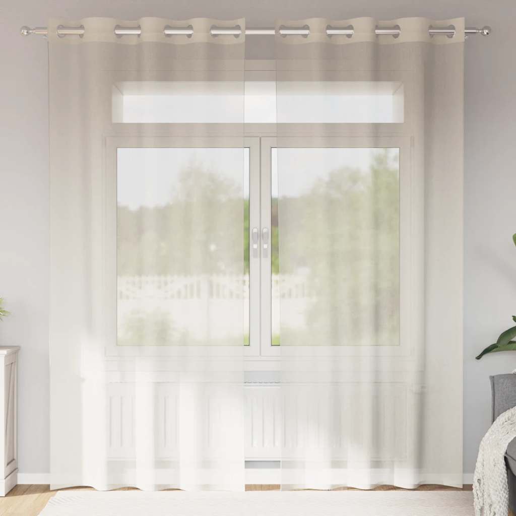 Κουρτίνες Voile με ροδέλες 2 τεμάχια Κρεμ 140x245 εκ.