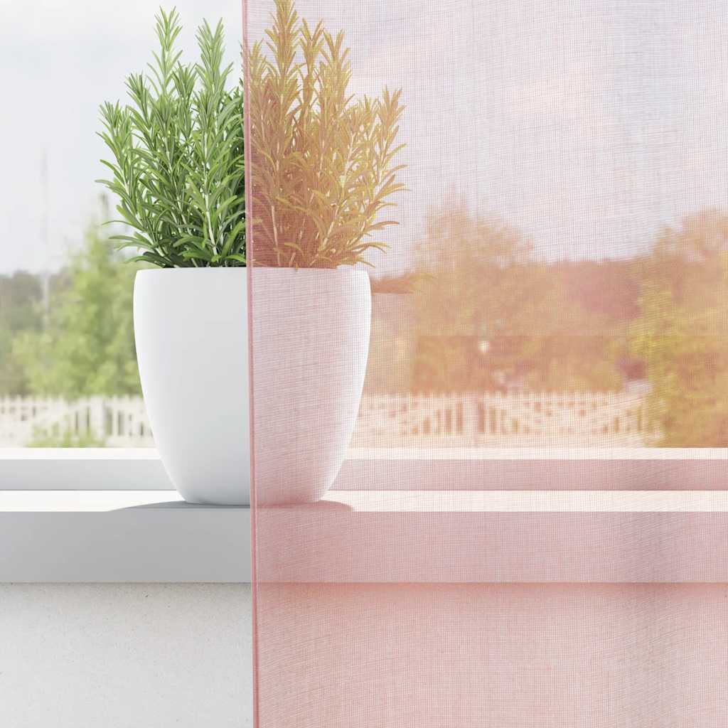 Κουρτίνες Voile με ροδέλες 2 τεμάχια Ανοιχτό Ροζ 140x175 εκ.