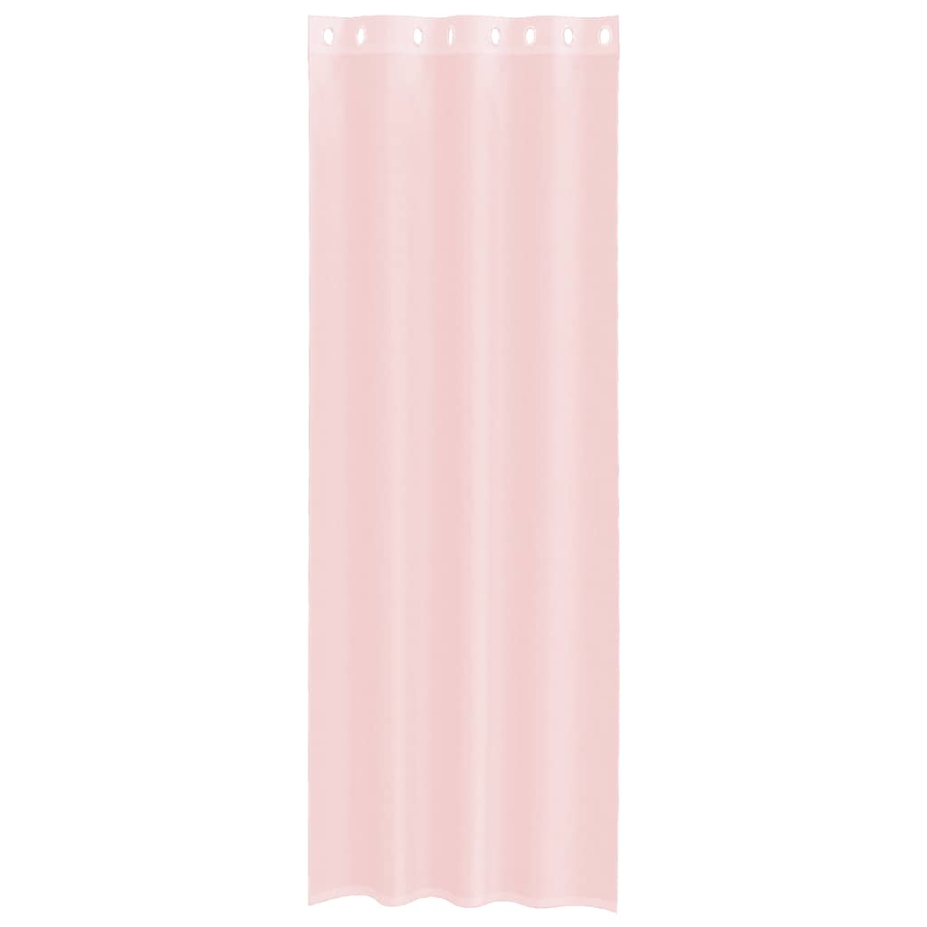 Κουρτίνες Voile με ροδέλες 2 τεμάχια Ανοιχτό Ροζ 140x300 εκ.