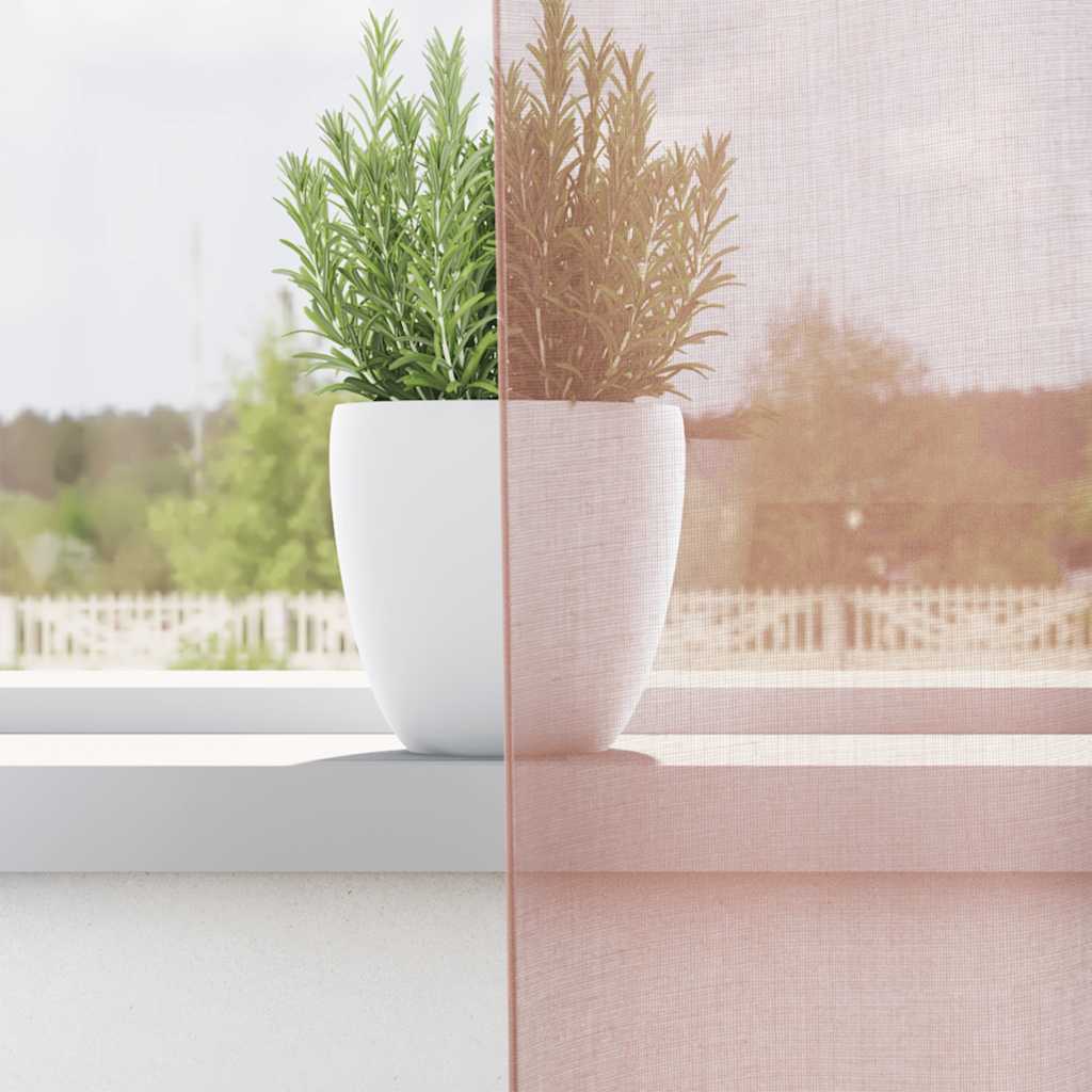 Κουρτίνες Voile με ροδέλες 2 τεμάχια Ροζ 140x225 εκ. - Pakobazaar