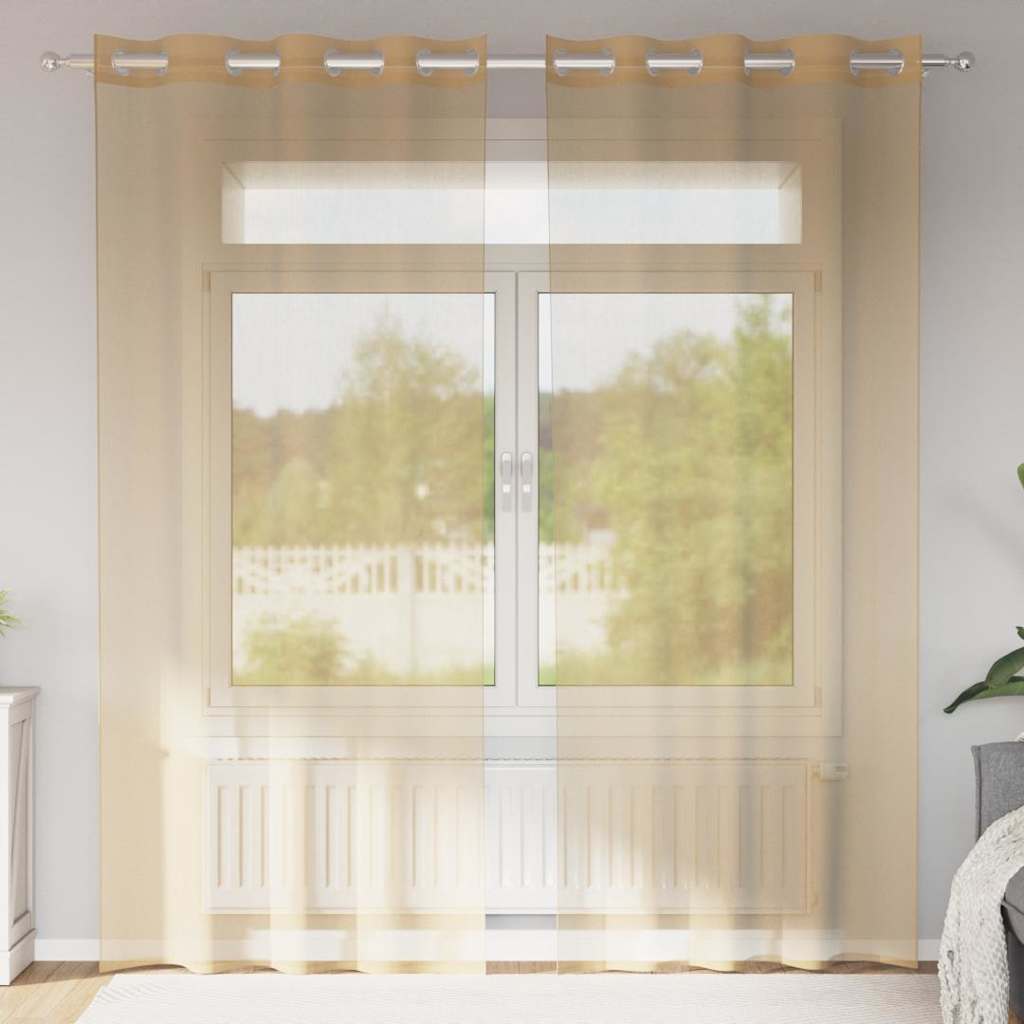 Voile κουρτίνες με ροδέλες 2 τεμάχια Χρώμα Άμμου