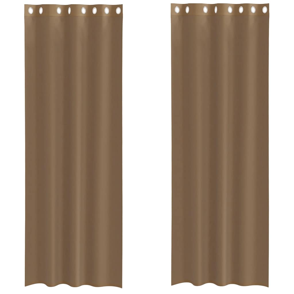 Voile κουρτίνες με ροδέλες 2 τεμάχια Ανοιχτό Καφέ