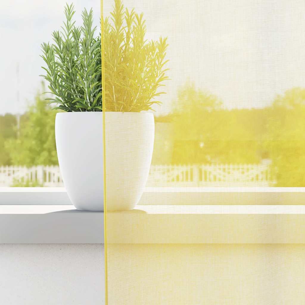 Voile κουρτίνες με ροδέλες 2 τεμάχια Κίτρινο
