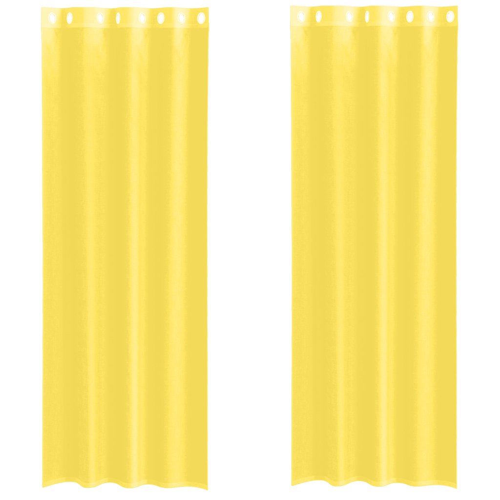 Voile κουρτίνες με ροδέλες 2 τεμάχια Κίτρινο