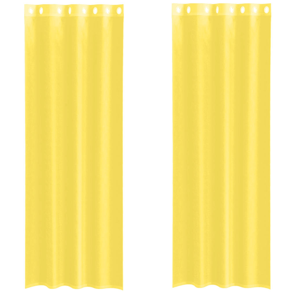 Voile κουρτίνες με ροδέλες 2 τεμάχια Κίτρινο