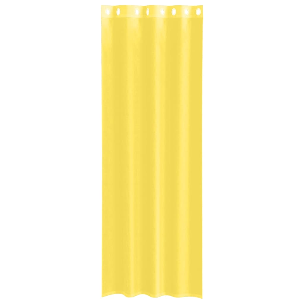 Voile κουρτίνες με ροδέλες 2 τεμάχια Κίτρινο