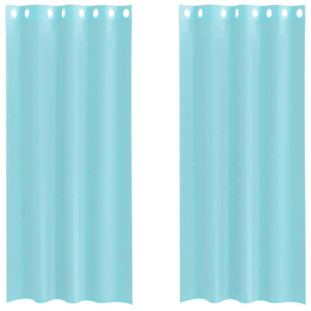 Voile κουρτίνες με ροδέλες 2 τεμάχια Τιρκουάζ