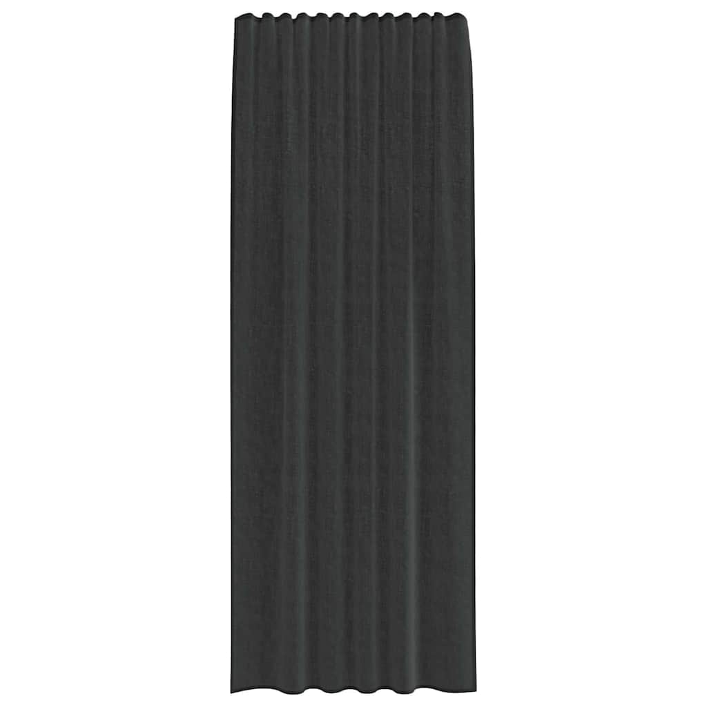 Κουρτίνες Voile με τσέπες ράβδου 2 τεμάχια Μαύρο