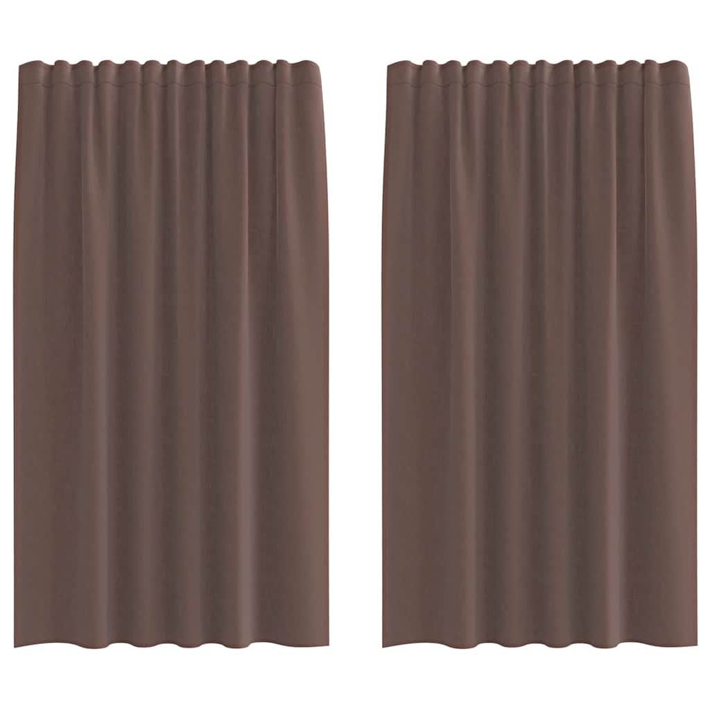 Κουρτίνες Voile με τσέπες ράβδου 2 τεμάχια Καφέ