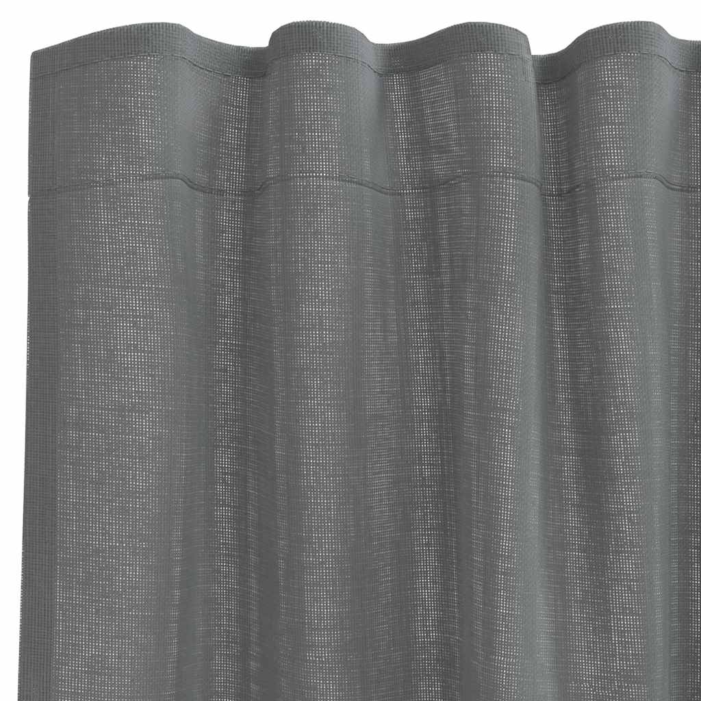 Κουρτίνες Voile με Θήκες Ράβδου 2 τεμ. Σκούρο Γκρι - Pakobazaar