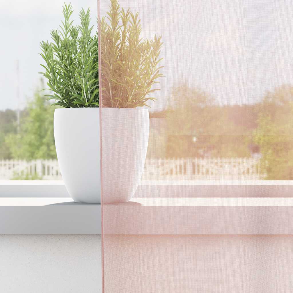 Voile κουρτίνες με τσέπες ράβδου 2 τεμάχια Ανοιχτό Ροζ