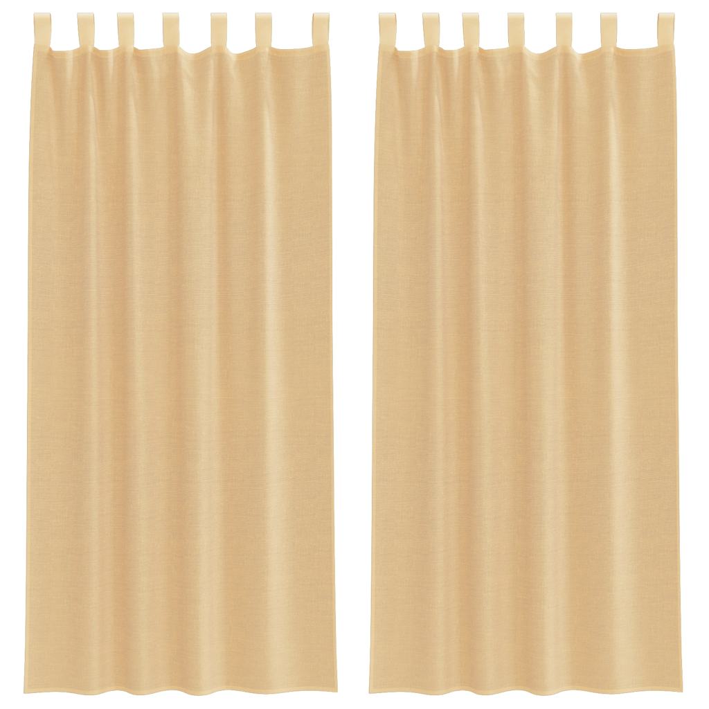 Κουρτίνες Voile με τσέπες ράβδου 2 τεμάχια Χρώμα Άμμου
