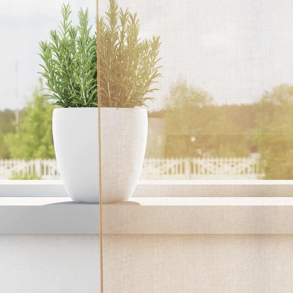 Κουρτίνες Voile με τσέπες ράβδου 2 τεμάχια Χρώμα Άμμου