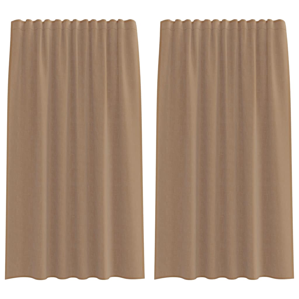 Κουρτίνες Voile με Θήκες Ράβδου 2 τεμ. Ανοιχτό Καφέ - Pakobazaar