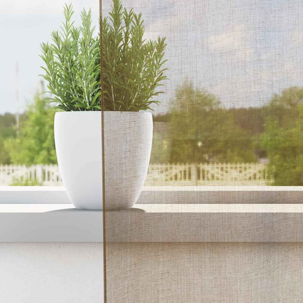 Κουρτίνες Voile με Θήκες Ράβδου 2 τεμ. Ανοιχτό Καφέ - Pakobazaar