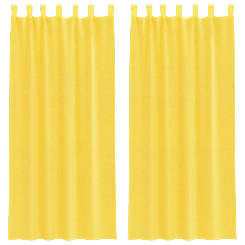 Κουρτίνες Voile με Θήκες Ράβδου 2 τεμ. Κίτρινες - Pakobazaar