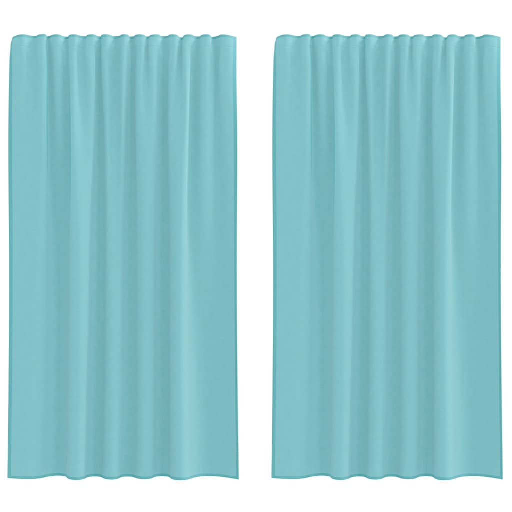 Κουρτίνες Voile με τσέπες ράβδου 2 τεμάχια Τιρκουάζ