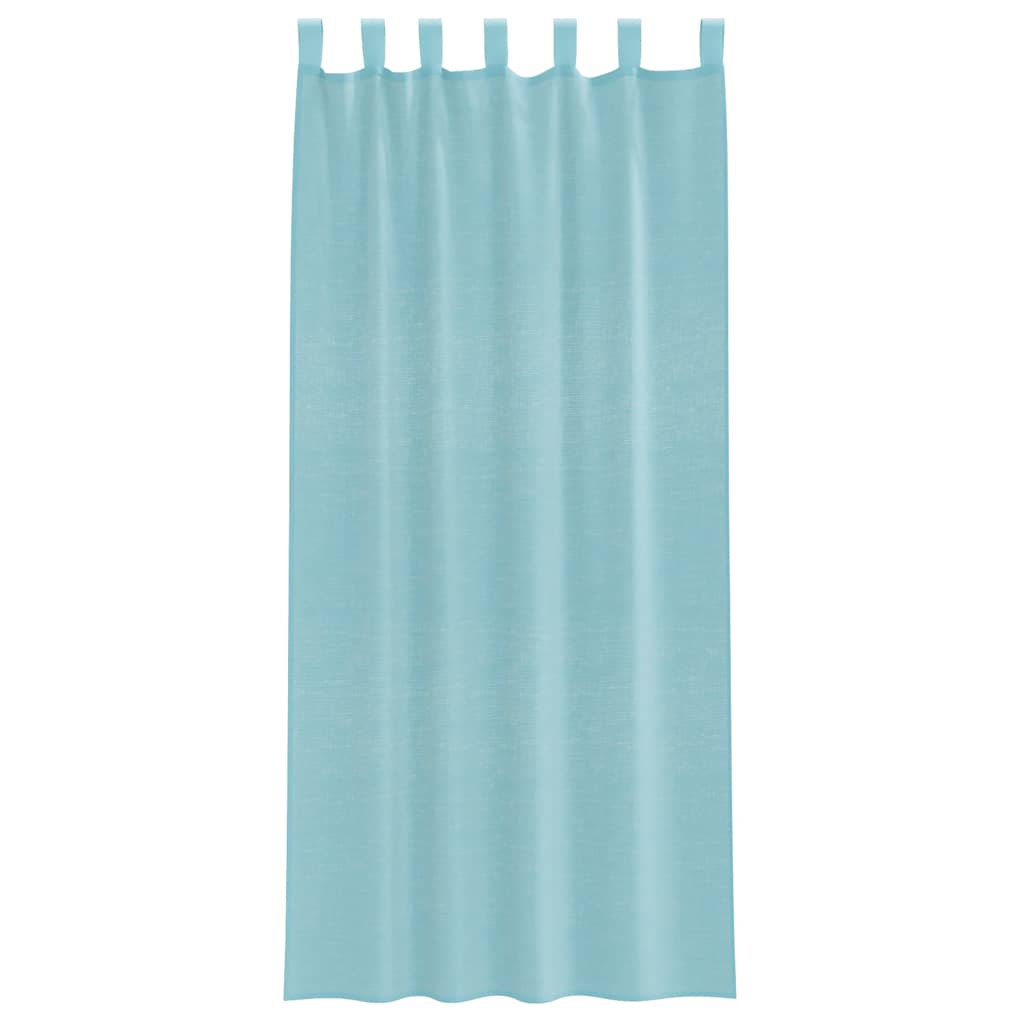 Κουρτίνες Voile με τσέπες ράβδου 2 τεμάχια Τιρκουάζ