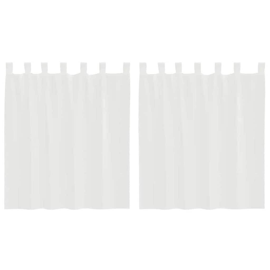 Κουρτίνες Voile με τσέπες ράβδου 2 τεμάχια Λευκό