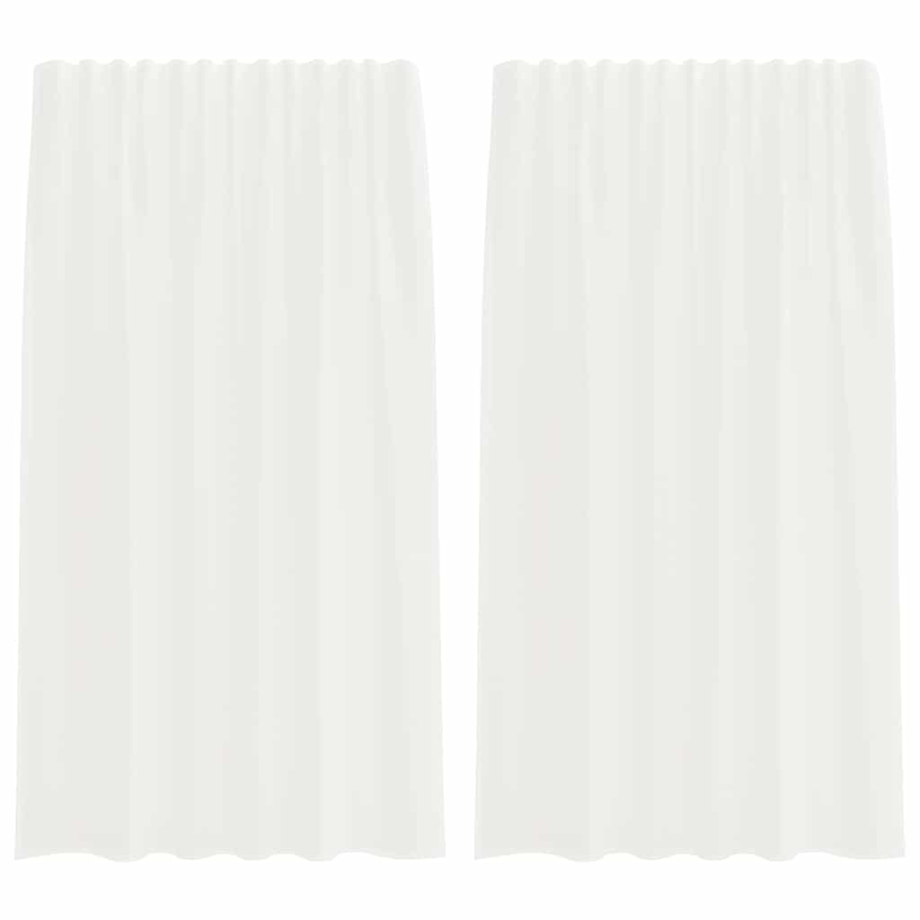 Κουρτίνες Voile με τσέπες ράβδου 2 τεμάχια Λευκό - Pakobazaar