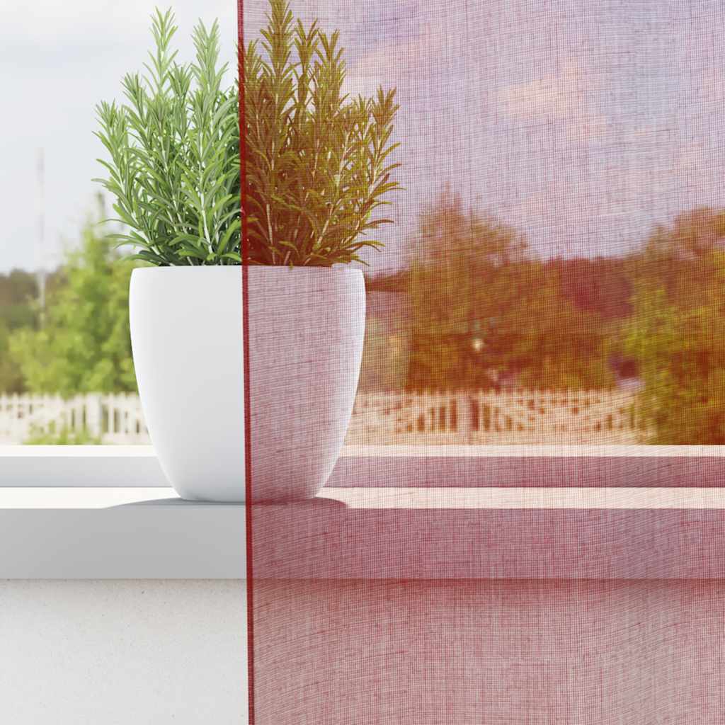 Κουρτίνες Voile με τσέπες ράβδου 2 τεμάχια Μπορντό