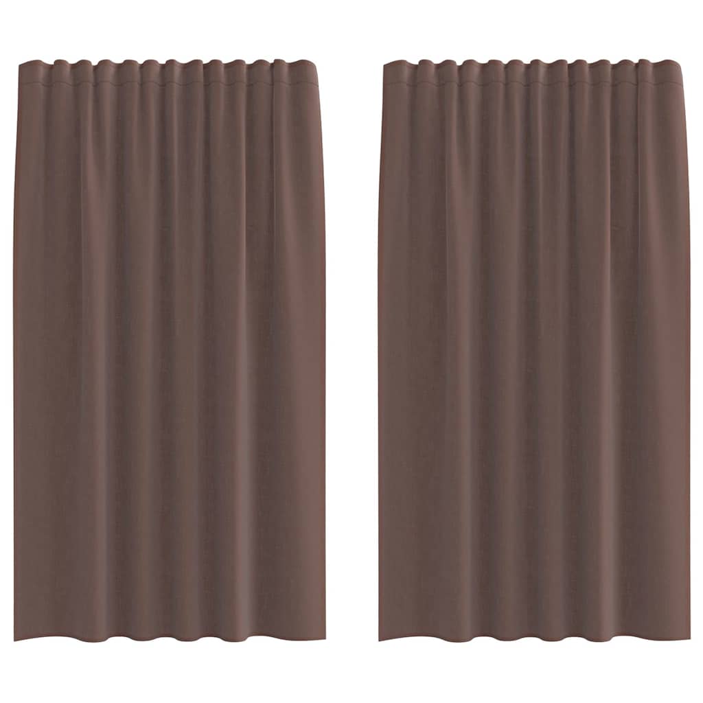 Κουρτίνες Voile με Καρτέλα Κορυφή 2 τεμάχια Καφέ - Pakobazaar