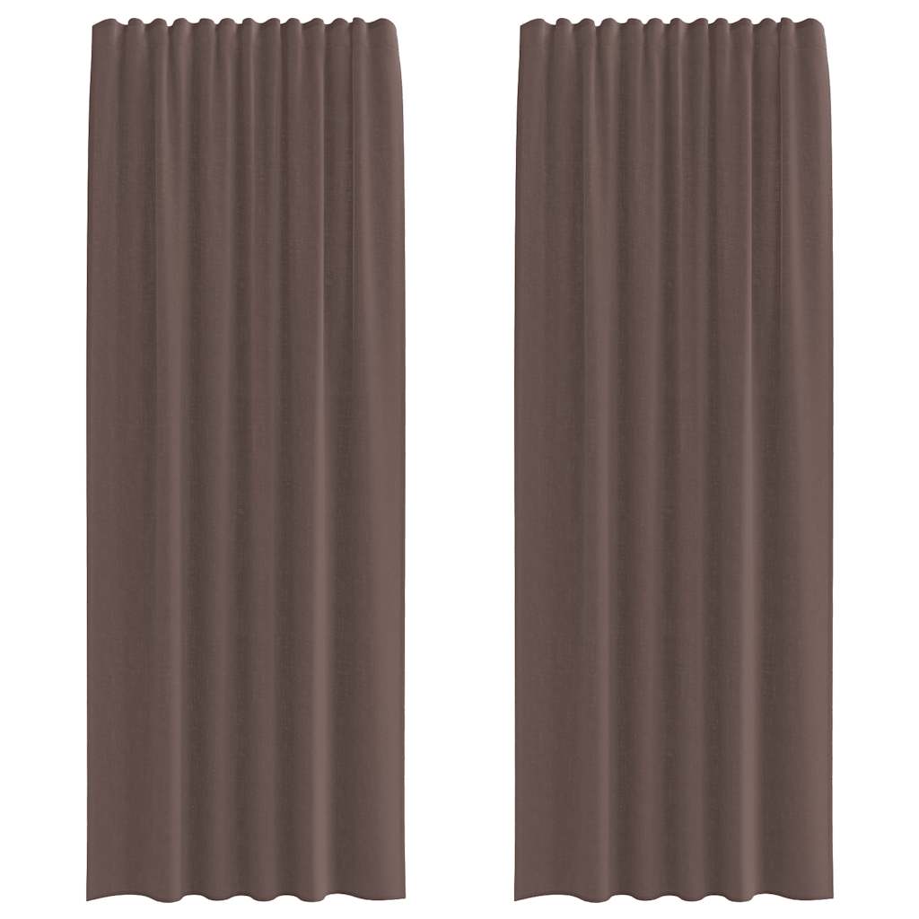 Κουρτίνες Voile με Καρτέλα Κορυφή 2 τεμάχια Καφέ - Pakobazaar
