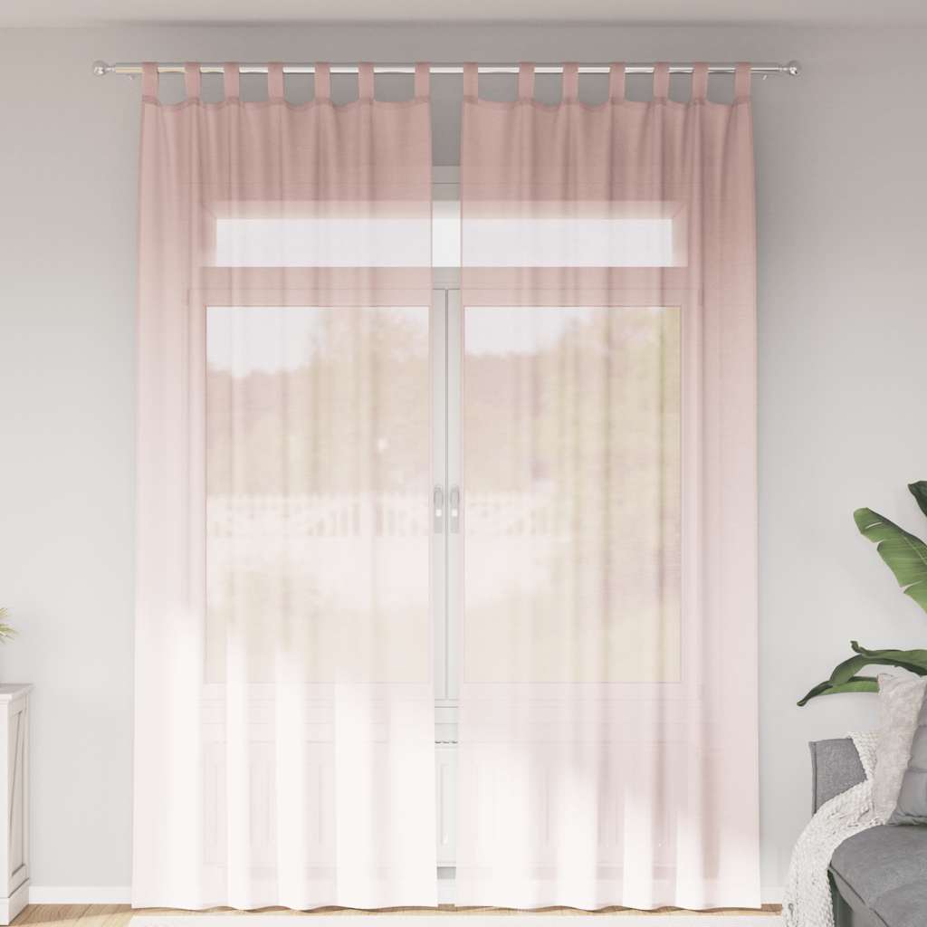 Κουρτίνες Voile με Θηλιές 2 τεμ. Ανοιχτό Ροζ 140x260 εκ. - Pakobazaar