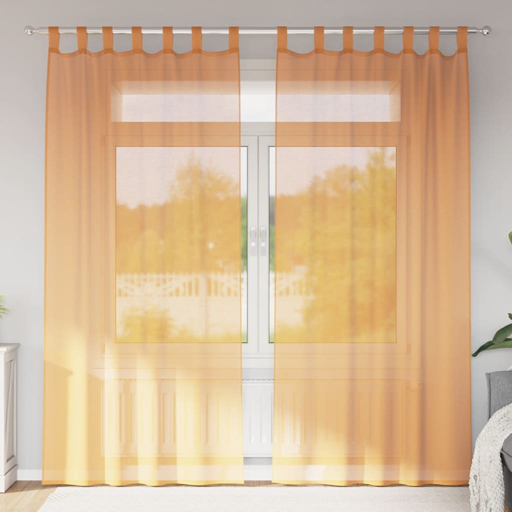 Κουρτίνες Voile με Θηλιές 2 τεμ. Πορτοκαλί 140x225 εκ. - Pakobazaar
