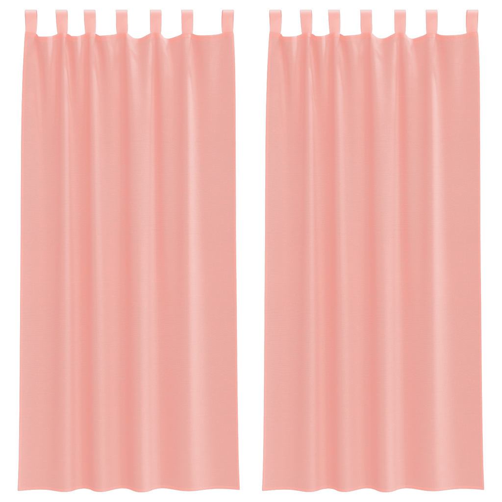 Κουρτίνες Voile με Θηλιές 2 τεμ. Ροζ 140x225 εκ. - Pakobazaar