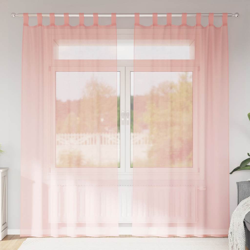Κουρτίνες Voile με Θηλιές 2 τεμ. Ροζ 140x225 εκ. - Pakobazaar