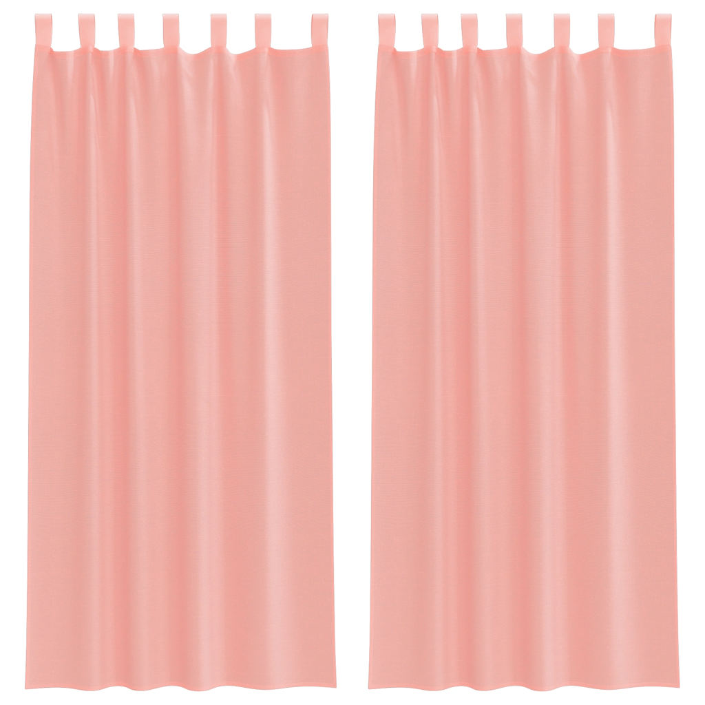 Κουρτίνες Voile με Θηλιές 2 τεμ. Ροζ 140x245 εκ. - Pakobazaar