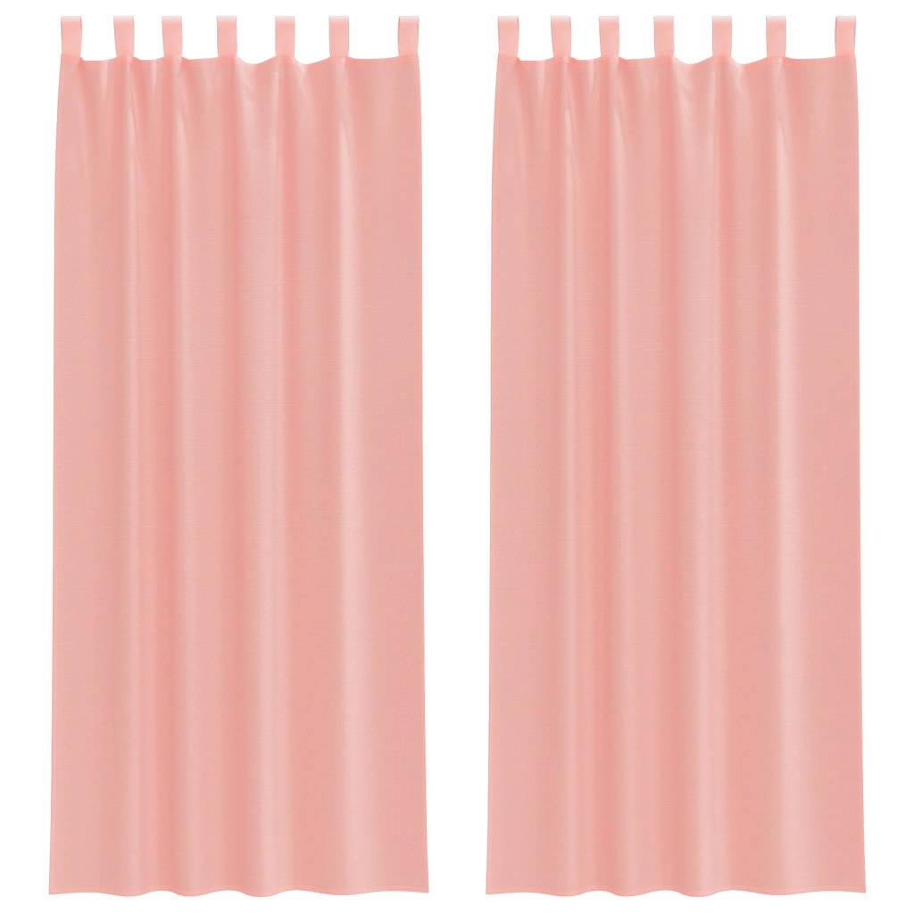 Κουρτίνες Voile με Θηλιές 2 τεμ. Ροζ 140x260 εκ. - Pakobazaar