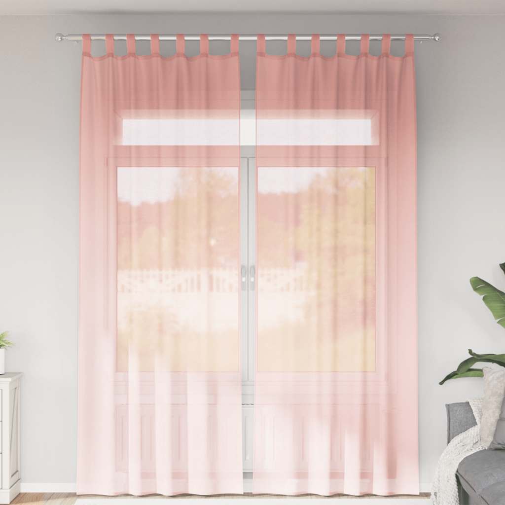 Κουρτίνες Voile με Θηλιές 2 τεμ. Ροζ 140x260 εκ. - Pakobazaar