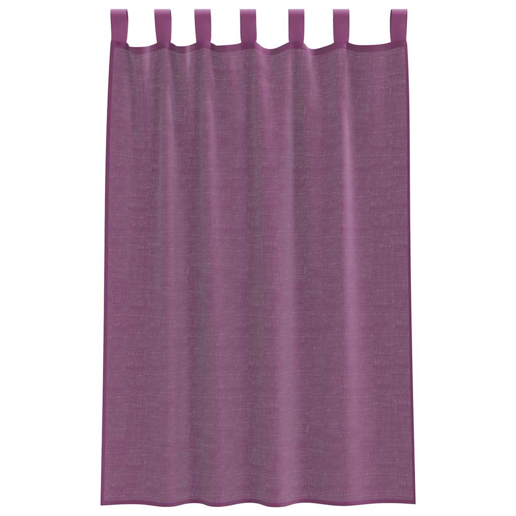 Κουρτίνες Voile με Θηλιές 2 τεμ. Μωβ 140x175 εκ. - Pakobazaar